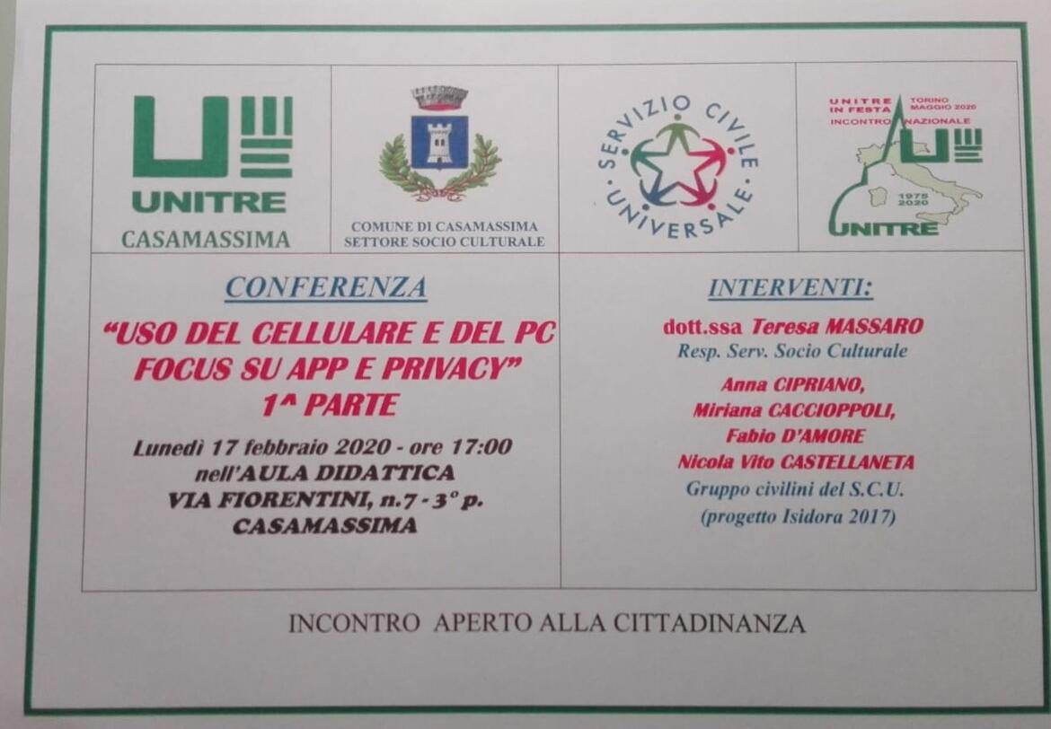 Immagine: Usoo del cellulare e del pc - Locandinda della conferenza